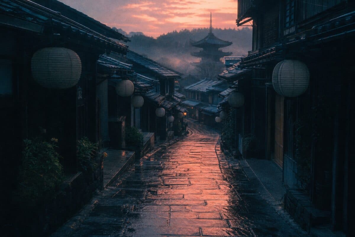 Kyoto rooftops at dawn, a multi-day destination on a longer route